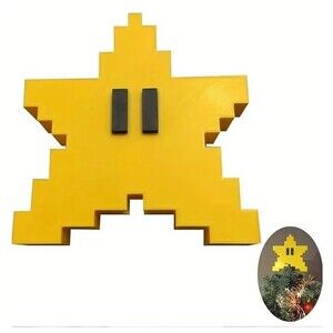 Pixel Star tree topper NEW Yellow 6x6in Plastic